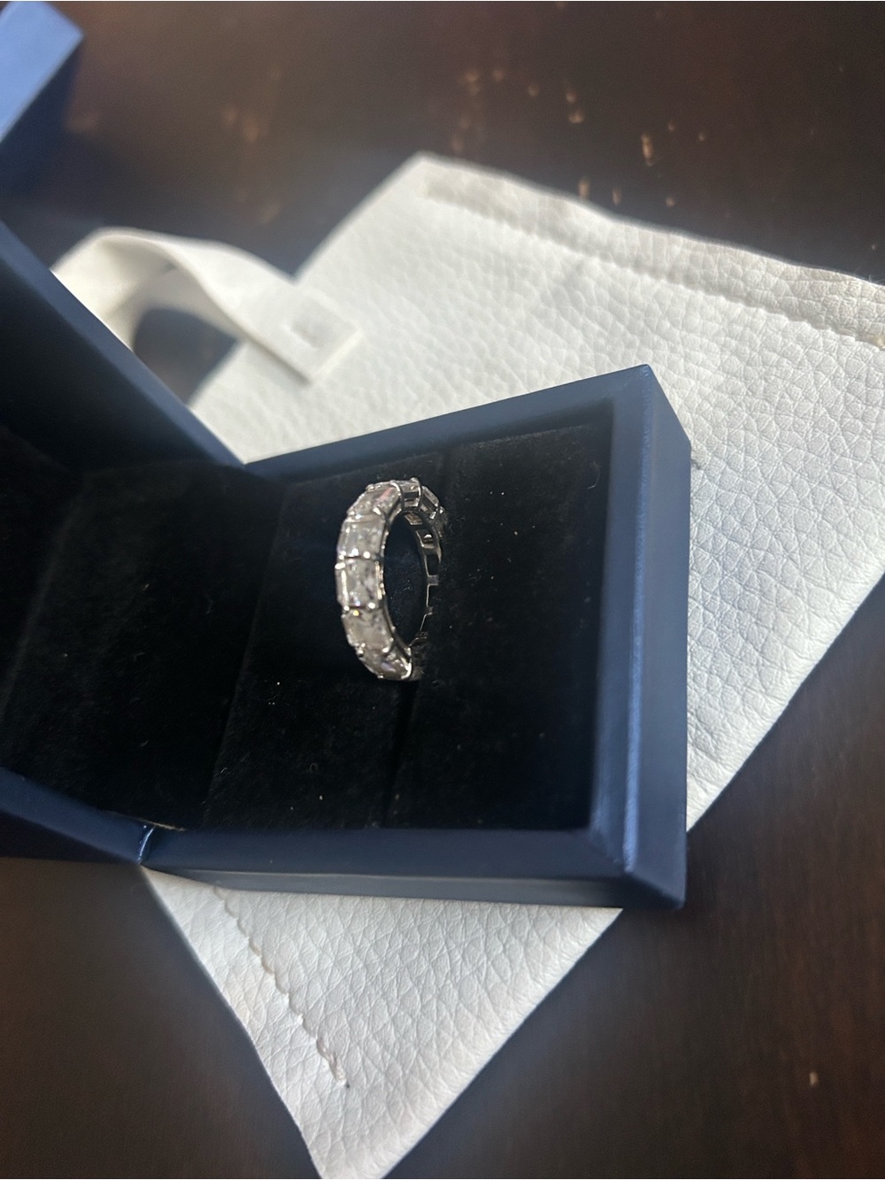 Silver Crystal Eternity Band Ring in Clear Stones